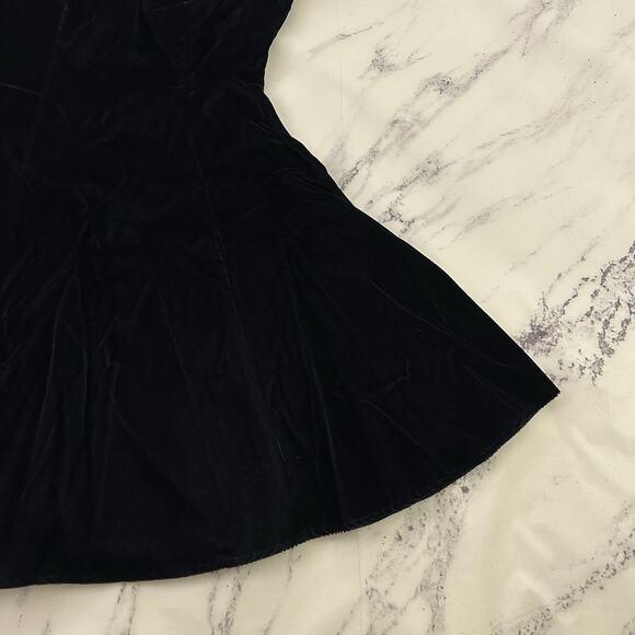 Roberta Womens Vintage Velvet Cocktail Party Dress Size 6 Navy Blue Scallop - Picture 4 of 11